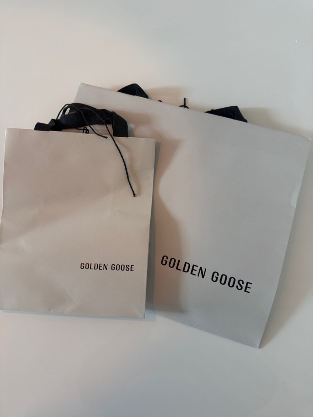 Golden Goose Beige and Black Branded Shopping Bags